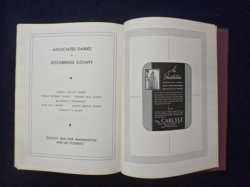 1939 CALYX WASHINGTON AND LEE UNIVERSITY YEARBOOK - LEXINGTON, VIRGINIA- YB 3047