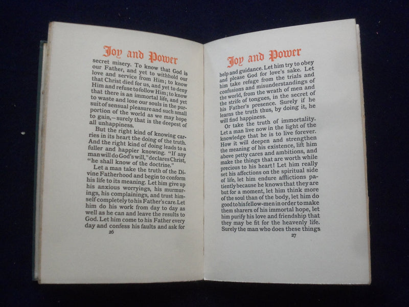 1903 JOY & POWER HARDCOVER BOOK BY HENRY VAN DYKE - KD 8787