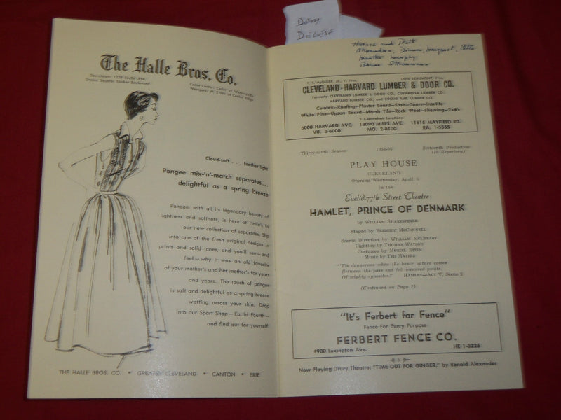 1955-1960 CLEVELAND PLAYHOUSE PROGRAM LOT OF 4 - DOM DELUISE - O 1098F