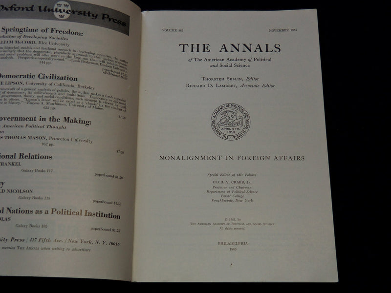 1964-1966 THE ANNALS POLITICAL & SOCIAL SCIENCE MAGAZINE LOT OF 10 - WR 744