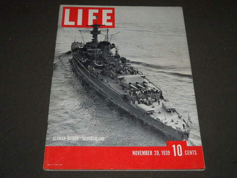 1939 NOVEMBER 20 LIFE MAGAZINE - GERMAN WARSHIP COVER - L 157