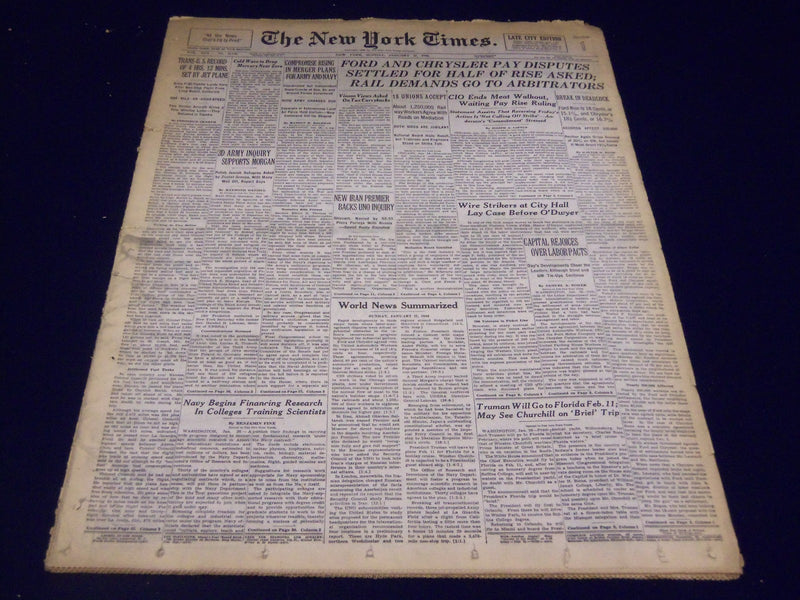 1946 JANUARY 27 NEW YORK TIMES - FORD & CHRYSLER PAY DISPUTES SETTLED - NT 854