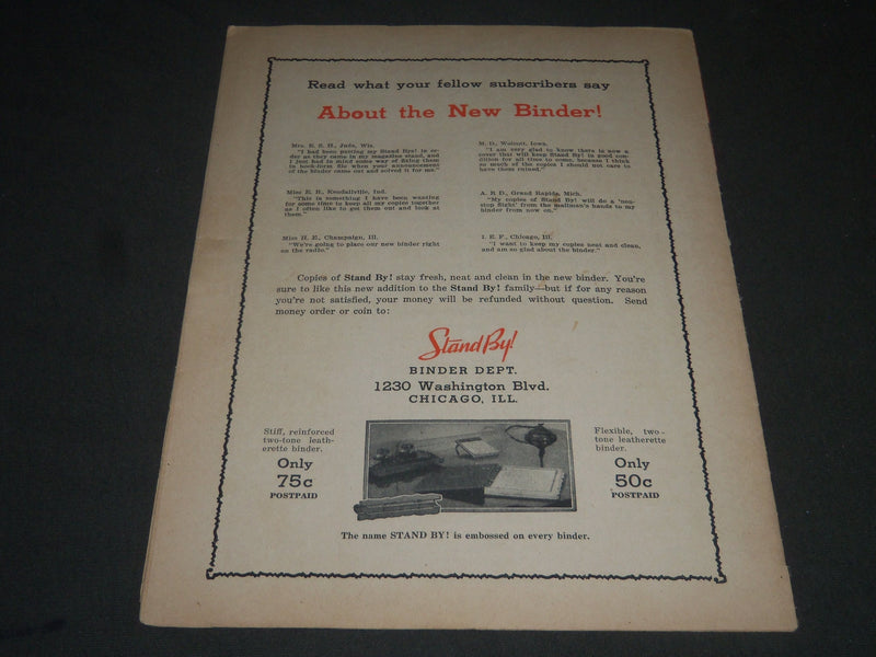 1935 AUGUST 3 STAND BY MAGAZINE - GEORGE GOBEL COVER - ST 4947