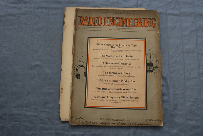 1927 DECEMBER RADIO ENGINEERING MAGAZINE - FILTER CIRCUITS COVER - ST 1766Y