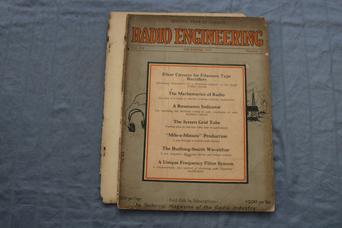 1927 DECEMBER RADIO ENGINEERING MAGAZINE - FILTER CIRCUITS COVER - ST 1766Y