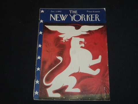 1942 JANUARY 3 THE NEW YORKER MAGAZINE - ILLUSTRATED COVER - NY 1665