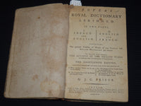 1794 BOYER'S ROYAL DICTIONARY ABRIDGED BY J. C. PRIEUR - VOLUME 1 & 2 - KD 703T