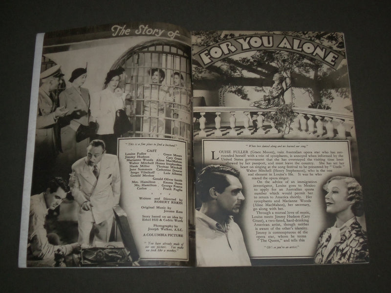 1937 FAN FARE SOUVENIR PROGRAMME - FOR YOU ALONE - GRACE MOORE - GRANT - J 2639