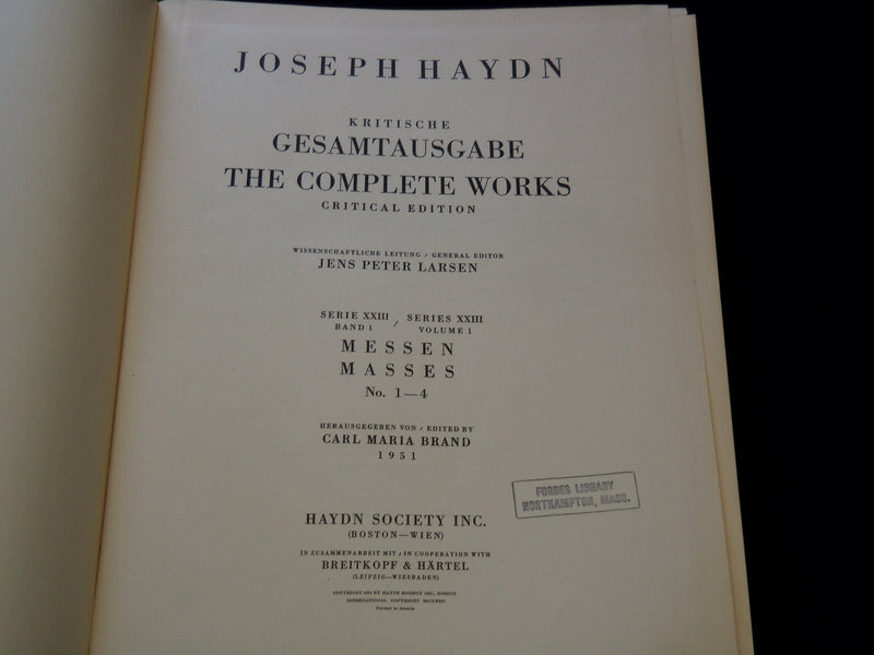 1950-1951 JOSEPH HAYDN COMPLETE WORKS BOUND VOLUME LOT OF 4 - KD 4838