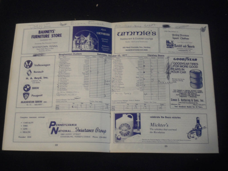 1971-1978 HERSHEY BEARS AMERICAN HOCKEY LEAGUE PROGRAMS - LOT OF 8 - ST 6925