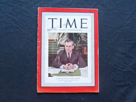 1938 DECEMBER 19 TIME MAGAZINE - HENRY A. WALLACE - T 640