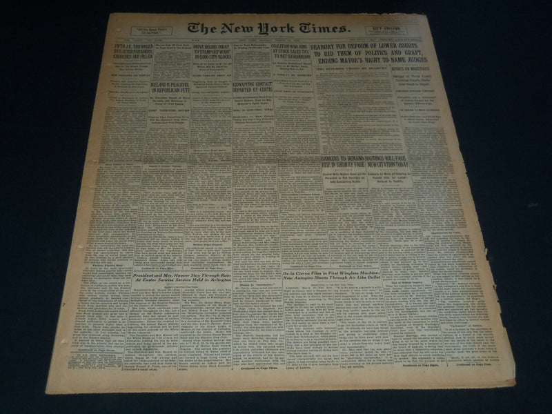1932 MARCH 28 NEW YORK TIMES - SEABURY FOR REFORM OF LOWER COURTS - NT 7449