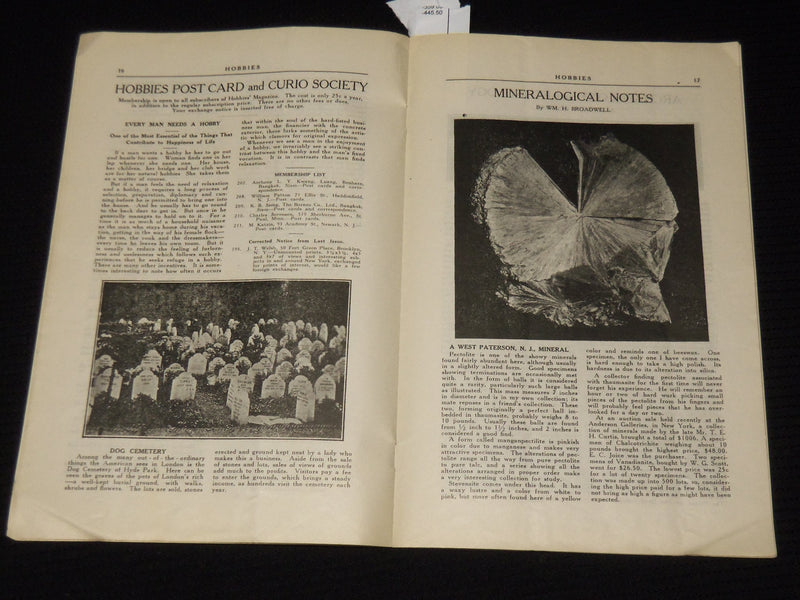 1919 OCTOBER HOBBIES MAGAZINE - PERCY MCGRAW MANN - VOLUME 2 NO. 1 - SP 4863A