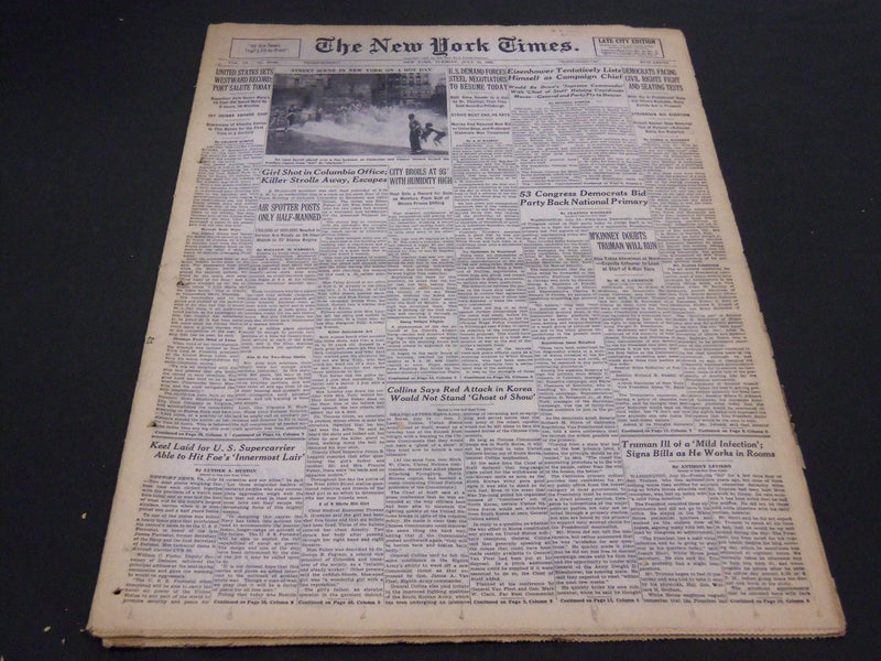 1952 JULY 15 NEW YORK TIMES - GIRL SHOT IN COLUMBIA OFFICE - NT 4554
