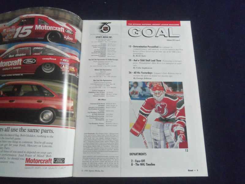 1991 NHL GOAL MAGAZINE - JEREMY ROENICK COVER - VOLUME XIX, ISSUE 6 - SP 6483R