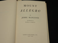 1972 MOUNT ALLEGRO HARDCOVER BOOK INSCRIBED BY JERRE MANGIONE - D 461