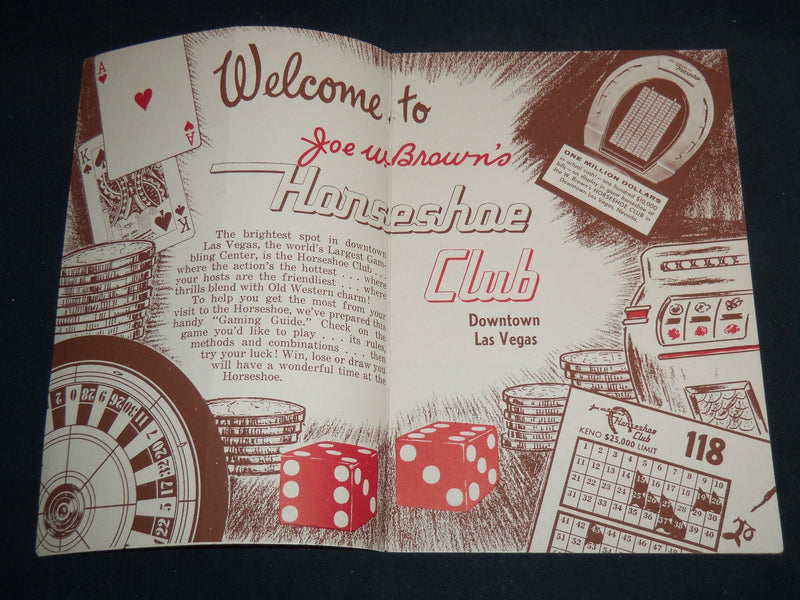 1950'S JOE W. BROWN'S HORSESHOE CLUB GAMING GUIDES LOT OF 2 - J 8504