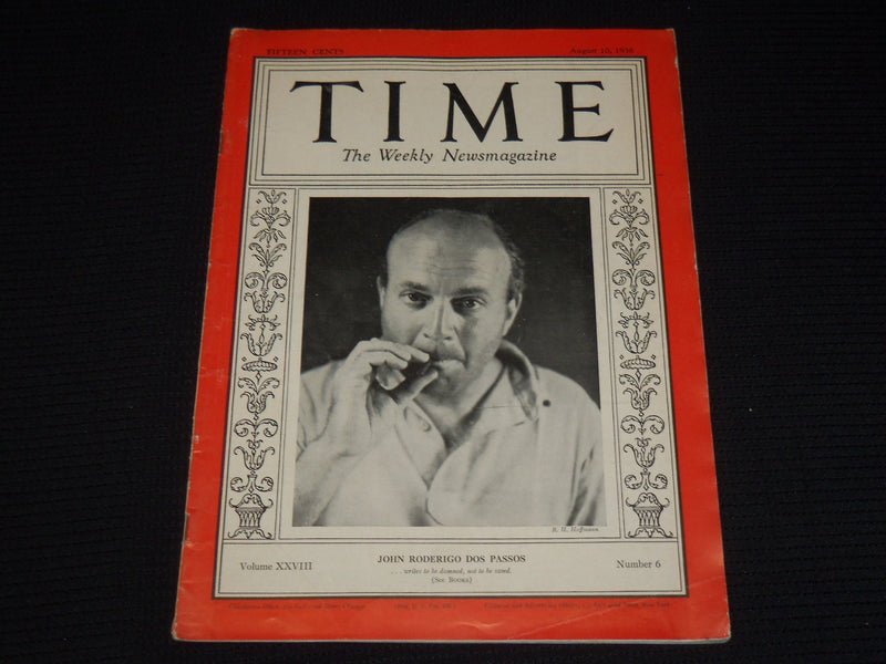1936 AUGUST 10 TIME MAGAZINE - JOHN DOS PASSOS - T 527