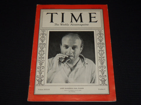 1936 AUGUST 10 TIME MAGAZINE - JOHN DOS PASSOS - T 527