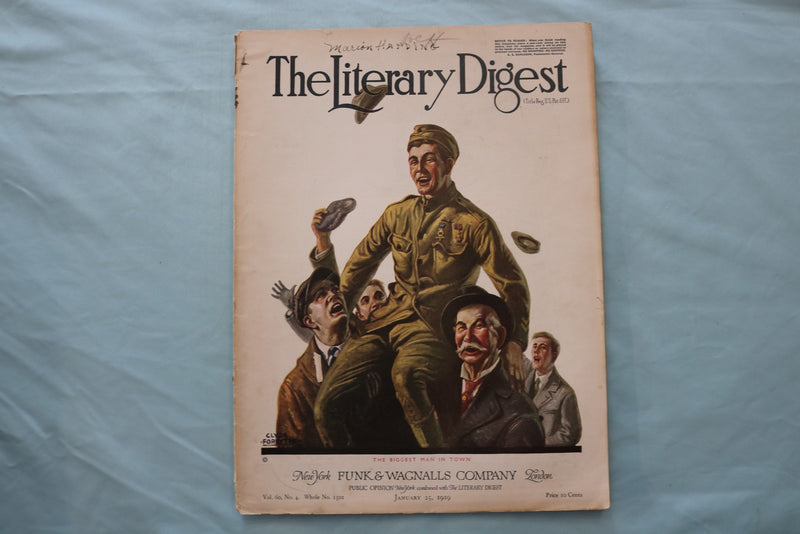 1919 JAN 25 THE LITERARY DIGEST MAGAZINE - BIGGEST MAN IN TOWN COVER - E 26614