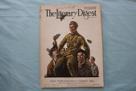 1919 JAN 25 THE LITERARY DIGEST MAGAZINE - BIGGEST MAN IN TOWN COVER - E 26614