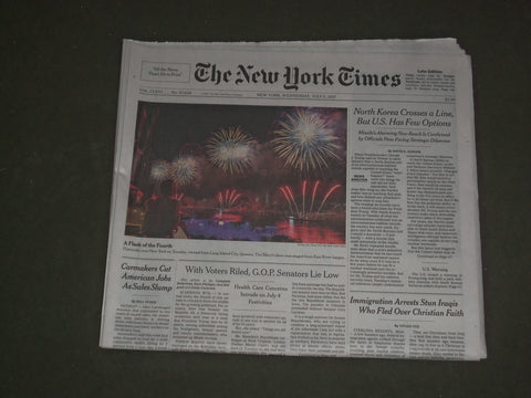 2017 JULY 5 NEW YORK TIMES - NORTH KOREA CROSSES A LINE, BUTU.S. HAS FEW OPTIONS