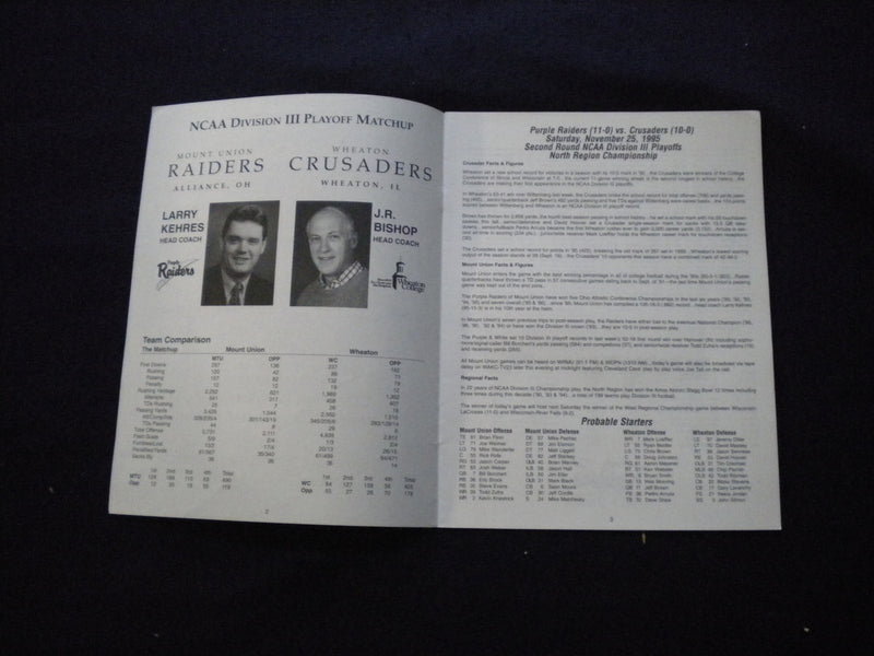 1995 NOV 25 NCAA DIV. III PLAYOFFS WHEATON COLLEGE VS MOUNT UNION COLL - J 8342