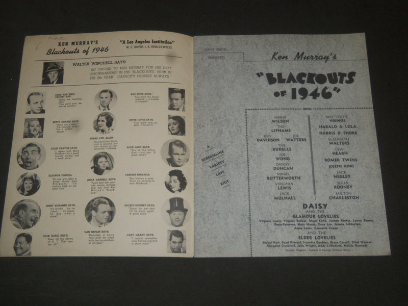 1946 KEN MURRAY'S BLACKOUTS PROGRAM - GREAT PHOTOS - BOB HOPE - J 2166