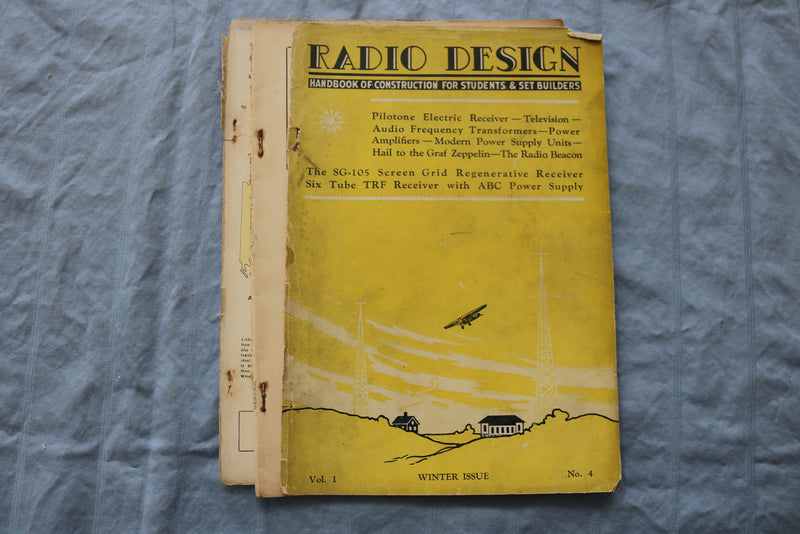 1929 WINTER RADIO DESIGN SOFTCOVER HANDBOOK - SG-105 SCREEN GRID RECEIVER- K 313