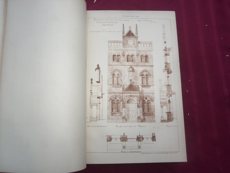 1899 JAN-DEC THE BUILDER U. K. MAGAZINE BOUND VOLUMES - 2 VOLS - FOLD OUTS - C 5
