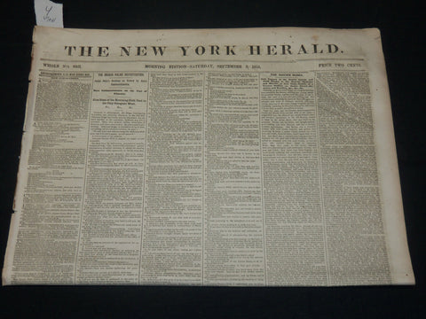 1854 SEPTEMBER 8 NEW YORK HERALD NEWSPAPER - BRIGHAM YOUNG - NP 4899