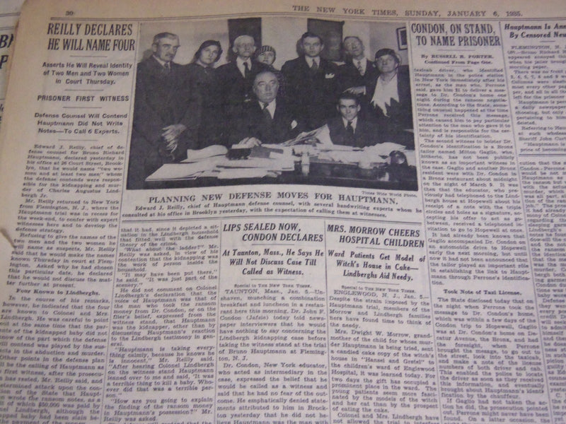 1935 JAN 6 NEW YORK TIMES - CONDON SAY HAUPTMANN MAN WHO GOT RANSOM - NT 1940