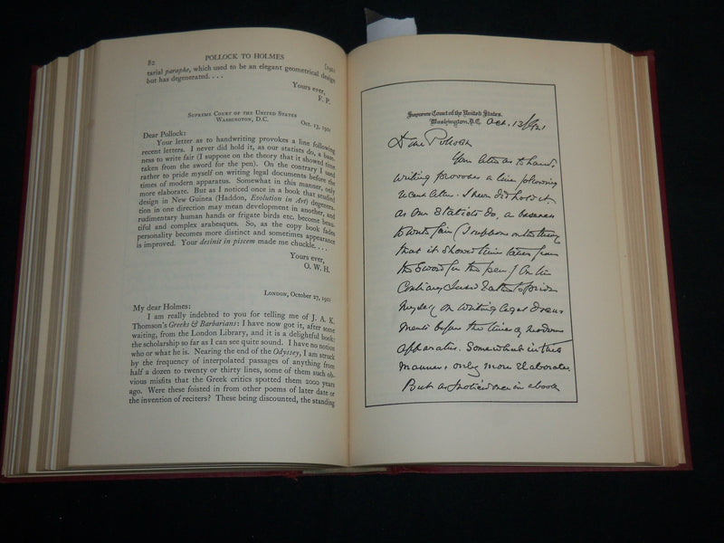 1946 HOLMES - POLLOCK LETTERS HARDCOVER BOOK EDITED BY MARK HOWE - KD 7240
