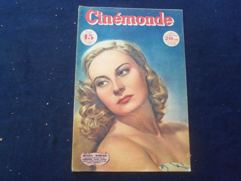 1947 MAY 27 CINEMONDE MAGAZINE -MICHELE MORGAN COVER - FRENCH EDITION- SP 4867Z