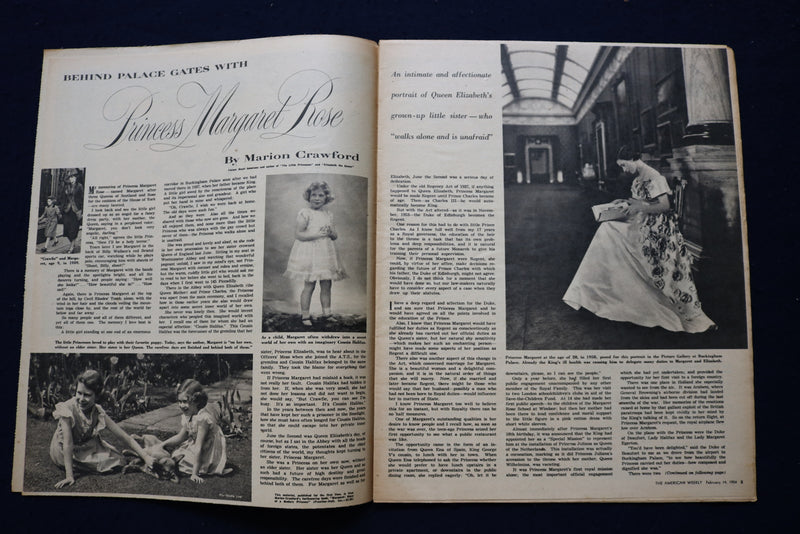 1954 FEB 14 AMERICAN WEEKLY MAGAZINE -PRINCESS MARGARET ARTICLE & PHOTO- E 23252
