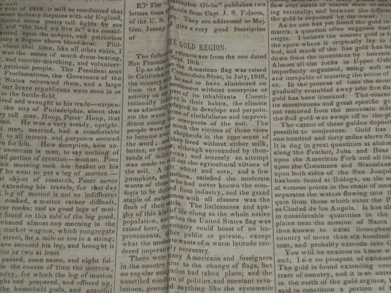 1849 JANUARY 6 MASSACHUSETTS PLOUGHMAN NEWSPAPER - QUINCY ADAMS - GOLD - NP 5159
