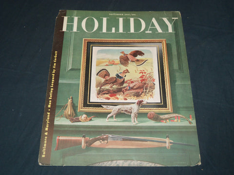 1947 NOVEMBER HOLIDAY MAGAZINE BOARD - THANKSGIVING COVER - DOG - J 5401