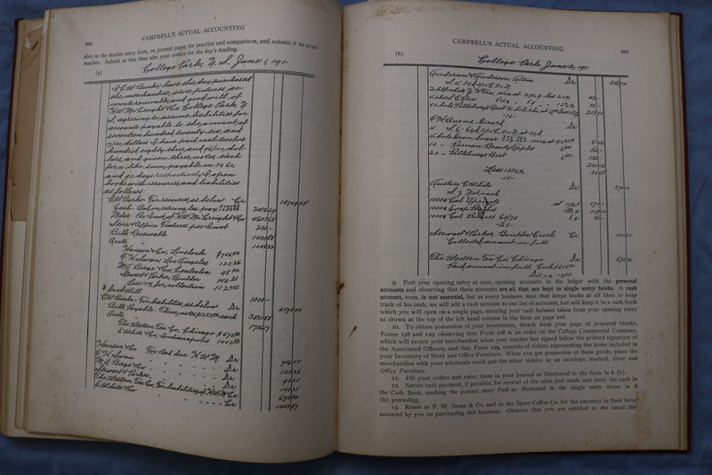 1912 CAMPBELL'S ACTUAL ACCOUNTING HARDCOVER BOOK BY THOMAS CAMPBELL - KD 9586