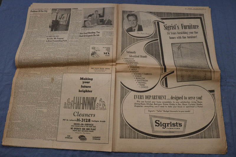 1958 MAY FORT WAYNE SENTINEL & JOURNAL - PROGRESS SECTIONS - LOT OF 2 - NP 8544