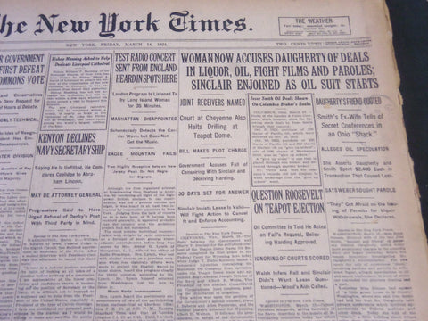 1924 MARCH 14 NEW YORK TIMES - WOMAN NOW ACCUSES DAUGHERTY OF DEALS - NT 6817