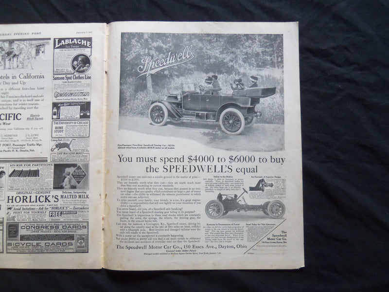 1911 JANUARY 7 THE SATURDAY EVENING POST MAGAZINE - ILLUSTRATED COVER - SP 613