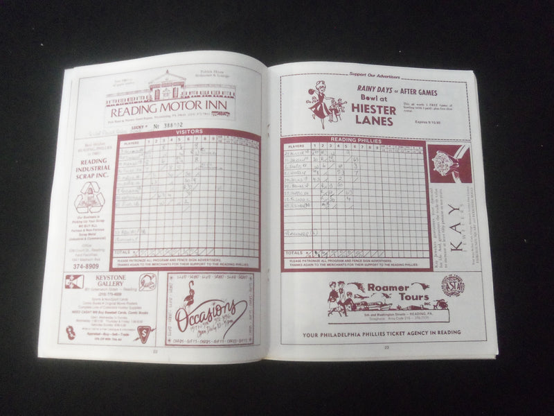 1985 READING PHILLIES SOUVENIR PROGRAM - GLEN FALLS WHITE SOX - B 431B