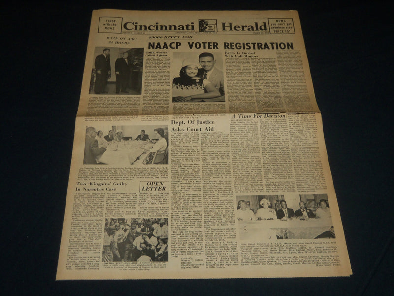 1963 JUNE 28 CINCINNATI HERALD - EVERS IS BURIED WITH FULL HONORS - NP 4405