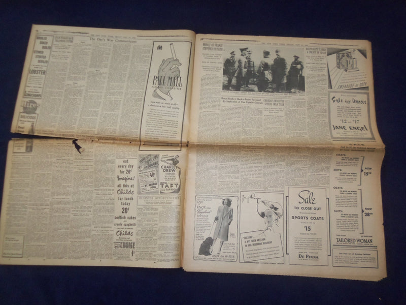 1940 MAY 24 NEW YORK TIMES -ALLIES PRESS DRIVE TO TRAP NAZIS IN SALIENT- NP 6496
