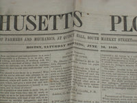 1849 JUNE 16 MASSACHUSETTS PLOUGHMAN NEWSPAPER - LOUIS KOSSUTH - NP 5170