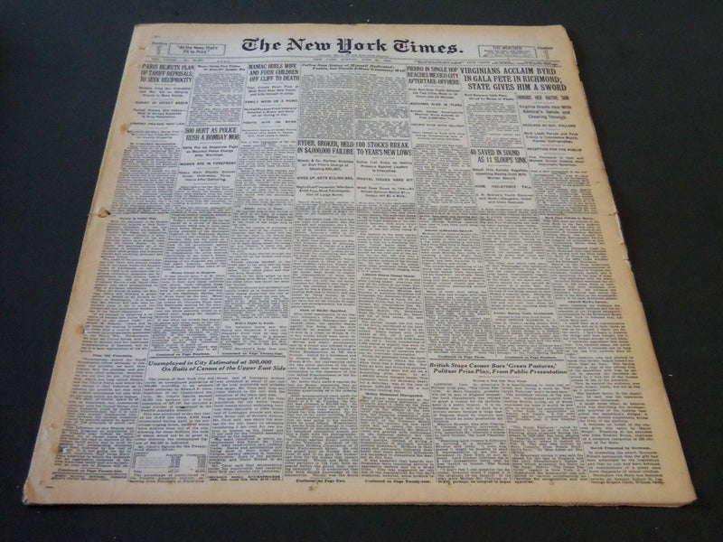 1930 JUNE 22 NEW YORK TIMES - BRITISH STAGE CENSOR BARS GREEN PASTURES - NT 5659