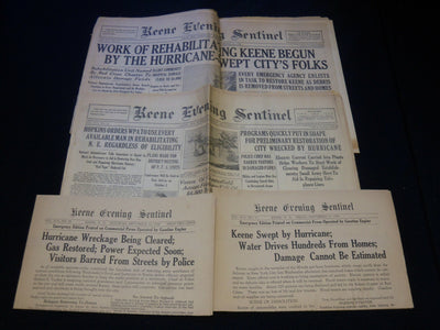 1938 KEENE NEW HAMPSHIRE HURRICANE NEWSPAPERS LOT OF 4 - NP 4252D