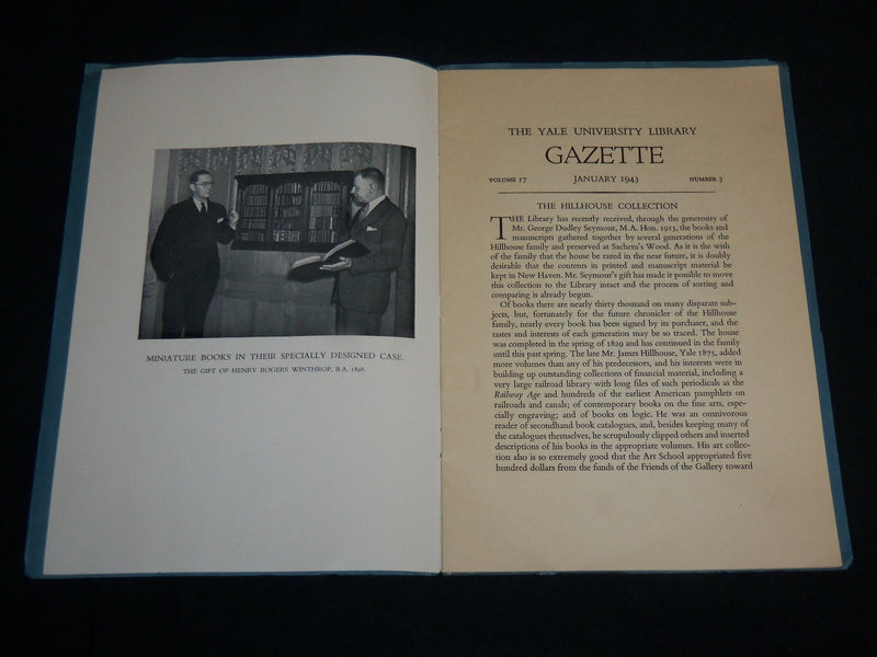 1943 JANUARY THE YALE UNIVERSITY LIBRARY GAZETTE SOFTCOVER BOOK - J 6818