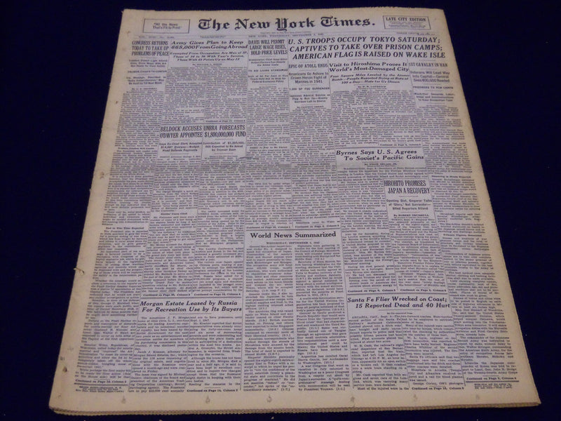 1945 SEPT 5 NEW YORK TIMES - U. S. TROOPS OCCUPY TOKYO SATURDAY - NT 238