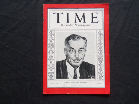 1934 JULY 23 TIME MAGAZINE - HAWAII'S JOSEPH BOYD POINDEXTER - T 429